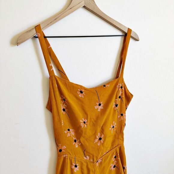 Faithfull The BranD Anthropologie Wide Leg Jumpsuit Floral Orange Size L - Picture 3 of 10